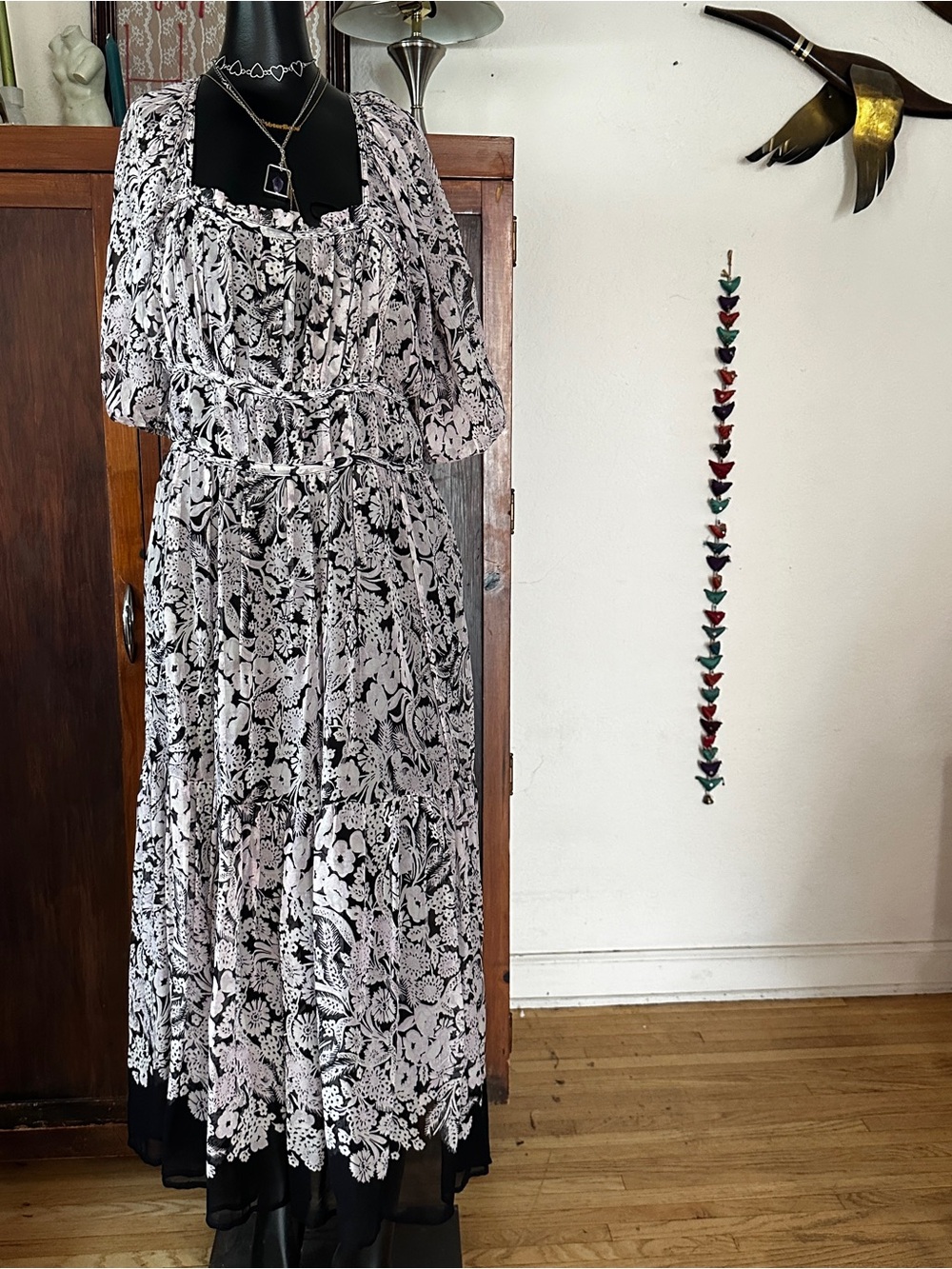 Anthropologie Squareneck Smocked Midi Dress